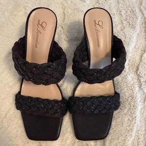 Lauren Lorraine Black Braided Sandals